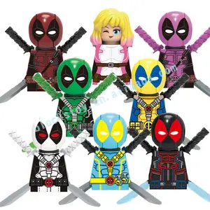 X0302 Super Heros Dead Gwen Green Blue Tron Yellow War Police Pool Series Mini Bricks Figures Building Blocks Toys