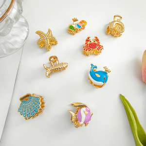 Pinzas para el pelo de concha de estrella de mar estilo océano al por mayor pinzas para el pelo con ajuste de diamante dorado para mujeres y niñas - Product Image 5