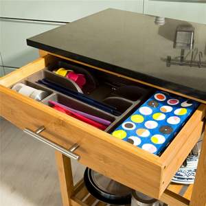 천연 화강암 상단 및 서랍이있는 Comboghome 친환경 대나무 주방 카트 트롤리 - Product Image 6