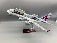 47CM A380 Qatar Led Version Modèle d'avion en résine avec train d'atterrissage LED Lumières 1:160 Échelle Vue intérieure en gros