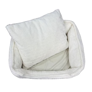 Venta caliente casa interior moderno cómodo esponja relleno perro cama blanco esponjoso perro cama con cama almohada - Product Image 1