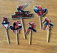 Décorations de gâteau d'anniversaire à motif de dessin animé, pics décoratifs pour desserts, accents décoratifs pour les célébrations d'anniversaire sur le thème des garçons