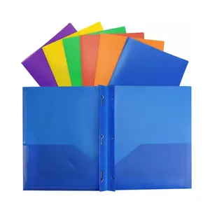 A4 Size PP Poly Portfolio 2 Pockets Document Holder File Folder With 3 Prongs And Card Slot Letter Size Poly Folders