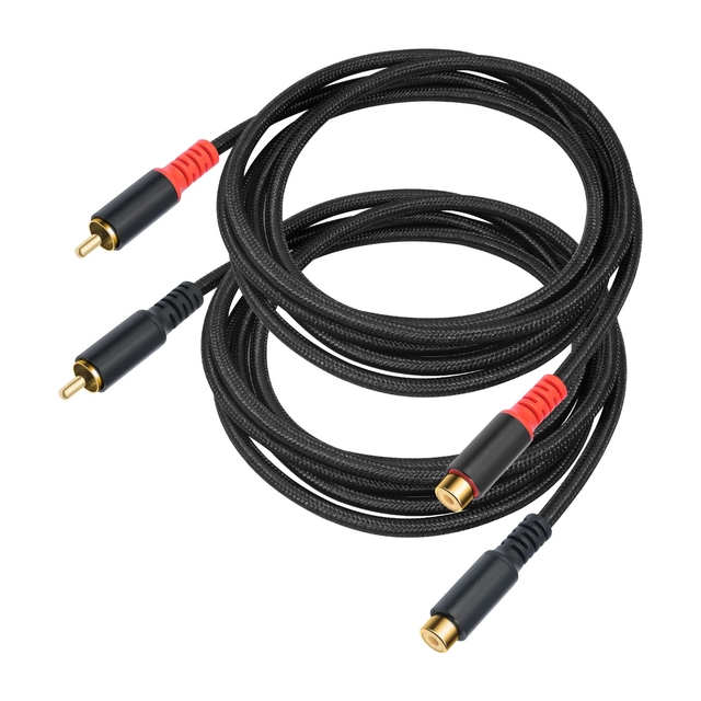 Hot-Selling RCA Male to Female Extension Audio Cable, Dual Shielded Cord with Aluminum Alloy Shell & Gold-Plated Connectors