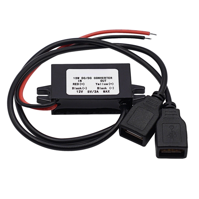 DC-DC Step Down Buck Usb Converter 12V to 5V 3A 15W Micro Usb Female Car Power Supply for Smartphone Recorder Electronic Dog