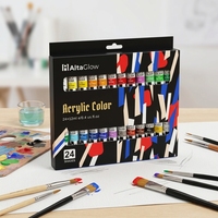 Le set de peintures acryliques les plus populaires, solubles dans l'eau, 12 ml, 24 couleurs, pour l'art sur verre et papier, avec logo personnalisé