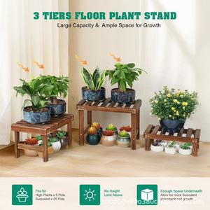 Wooden Plant Stand Two Layer Rectangular <b>Shelf</b> For Home Indoor Use - Product Image 4