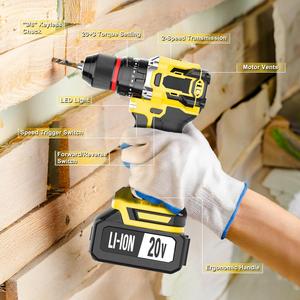 Best 21V Battery Cordless Brushless <b>Set</b> With Drill Impact Wrench Angle & Hammer OEM Support 4-piece <b>Set</b> Brushless Drill <b>Tools</b> Co - Product Image 2