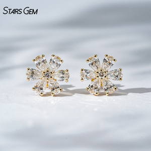 Pendientes de Oro de 18K con Diamante Cultivado en Laboratorio de Corte Pera de 2.2ct 3*5mm, Estilo Vintage, para Boda o Compromiso, Starsgem - Product Image 1