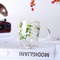 Tasse en verre borosilicate à double paroi, simple, élégante et intéressante – Écologique, transparente, style américain, pour café et thé