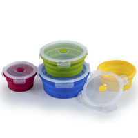 Boîte à bento pliable en silicone de qualité alimentaire - 350/500/800/1200 ml - Résistante à la chaleur 230°C - Sans BPA - Étanche - Impression de logo personnalisée