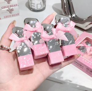 Lucidalabbra Liquido Gege Bear con Fiocco Rosa Carino, Alta Qualità, Regalo di Natale, Rossetto Lucido Idratante con Logo/Motivo - Product Image 5