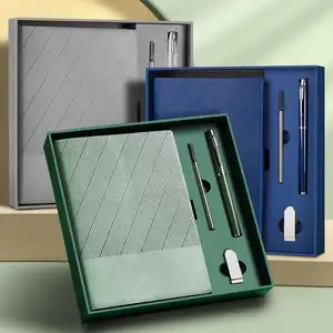 Çalışan işçiler için özelleştirilebilir yönetici hediyeler A5 deri not defteri dergisi personel kalem ile yumuşak kapak dizüstü Set