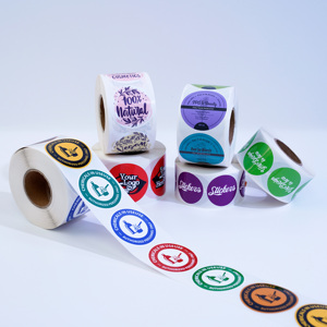 Rouleau d'autocollants en vinyle imperméable à l'eau avec impression personnalisée autocollants d'étanchéité de logo de marque autocollant rond de logo d'entreprise <span class=keywords><strong>étiquette</strong></span>s d'<span class=keywords><strong>emballage</strong></span> <span class=keywords><strong>alimentaire</strong></span> - Product Image 2