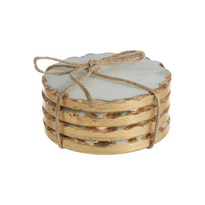 Sous-verres en marbre blanc de table bordures de couleur or ensemble 4 pour thé café verre Table à manger décoration de cuisine pour Restaurant - Product Image 2