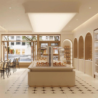 Comptoir de Bar Personnalisé pour Boulangerie, Pâtisserie, Café, Vitrine en Verre avec Éclairage LED pour Magasin de Pâtisserie, Solution Complète de Agencement