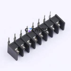 MX35R-8.25-08P-BK01-Cu-S-A Barrier Terminal Block Bent Lead Through Hole,P=8.25mm Connector Two Sides 8.25mm 1x8P Right Angle - Product Image 1