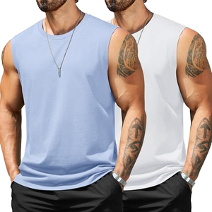 Combed Cotton Tank Top 240GSM Breathable Sleeveless T Shirt Mens Heavyweight Plain Relaxed Fit Sporty Custom Logo Sportswear Gym - Product Image 1