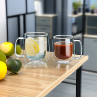 Incassable haute température résistant à la chaleur double couche mur verre jus lait tasse thé bière tasse à café avec poignée