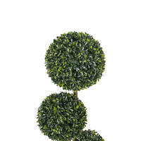 Arbre Topiaire Artificiel H90cm à 3 Boules en PE Écologique, Plante Artificielle Détachable, Design Classique Ignifuge Anti-UV Personnalisé pour Hôtel