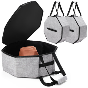 Large Cap Bag for Closet Men and Women Travel Cap <b>Storage</b> Organizer <b>Collapsible</b> Sturdy Cowboy Hat Case with Handle - Product Image 1