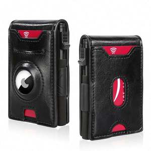 2024 New Intelligent Men's Ultra-Thin <b>Metal</b> Leather <b>Wallet</b> Pop-Up RFID Card Holder with Elastic Band and Airtag for <b>Wallet</b> - Product Image 5