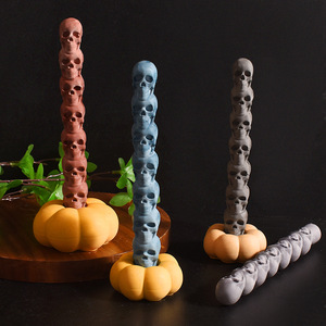 KK806 DIY handgemachte Kürbis schädel lange Bürsten halter Kerze Halloween Kerze sieben Schädel Kürbis Kerzenhalter Kerze Silikon form - Product Image 3