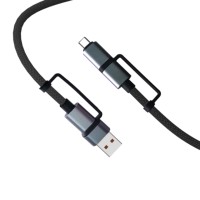 Kabel Pengisian Daya USB C 4 in 1 OEM ODM, Kabel Aluminium Alloy Nylon Braided Tipe C, Pengisian Cepat 60W 1.2m