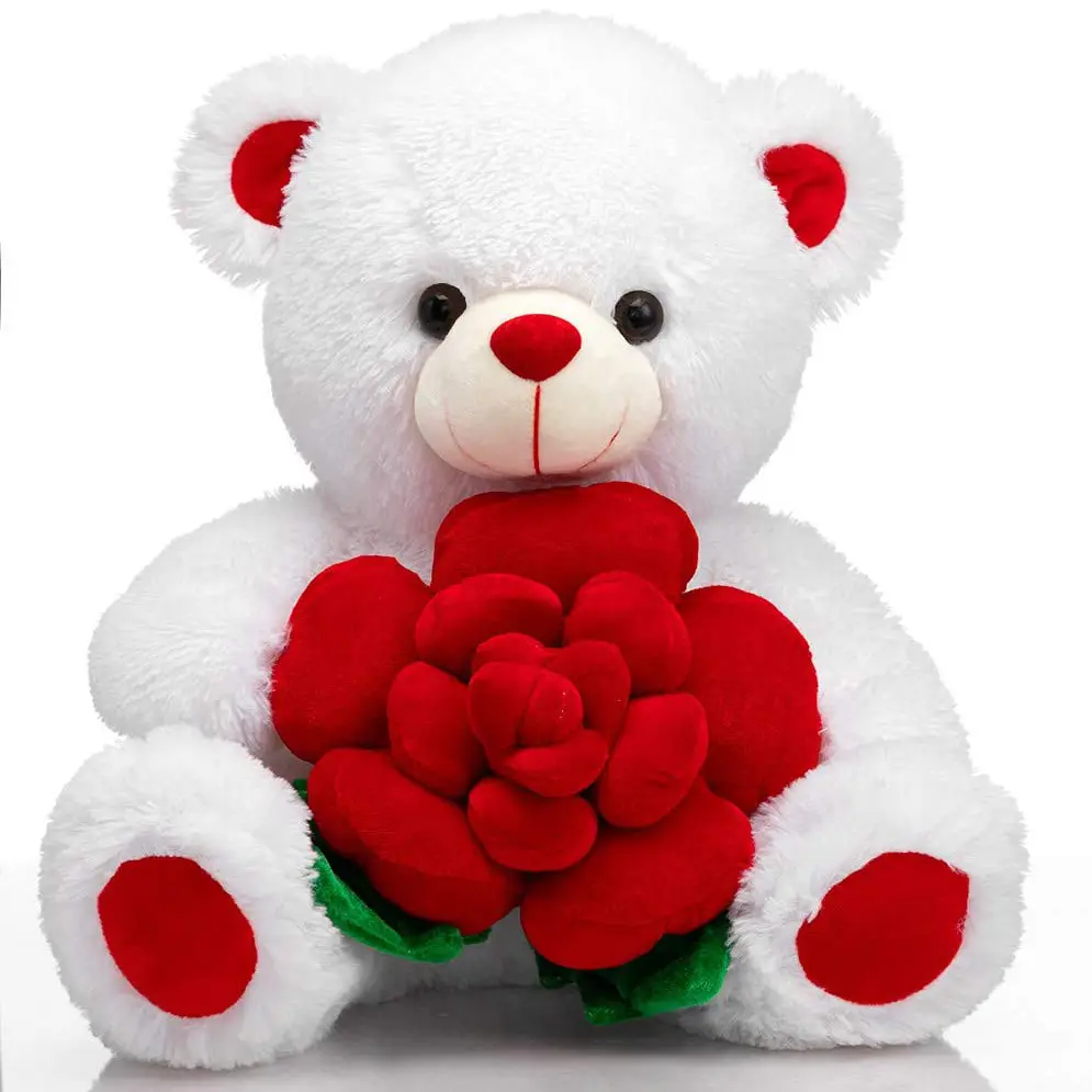 Hot sell new design valentines day gift white plush valentines teddy bear