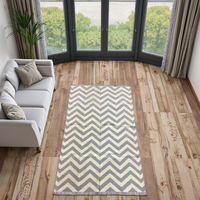 Handmade Handwoven Washable Anti-Slip Cotton Rug Beige Puzzle Pattern Eco-Friendly Soft Lightweight Modern Prayer Picnic Floor