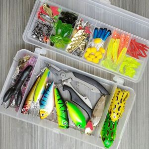 Set de 142 señuelos de pesca artificiales mixtos, kit de pesca de fondo, crankbaits, poppers, anzuelos, pesas, señuelos de plástico blando, caja de señuelos y accesorios. - Product Image 3