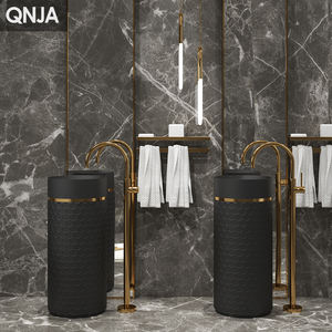 Usine en gros nouveau Design bassin de <span class=keywords><strong>colonne</strong></span> indépendante lavabo de salle de bain en <span class=keywords><strong>pierre</strong></span> artificielle lavabo de base intégrée - Product Image 2