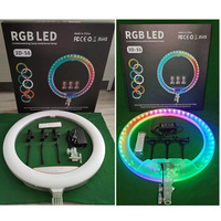 Lampu cincin kristal dengan satu tempat ponsel, lampu 3 level dapat disesuaikan lampu kamera Led 6 inci 16Cm