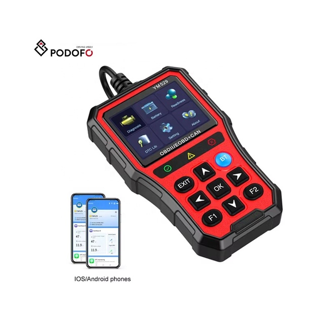 Podofo OBD2 Auto Diagnostic Car Scanner Diagnostic Tools Reader 12V for Android PC 2024 Car Diagnostics IPSScreen ECU APP OTA