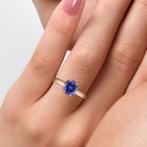 Bague de mariage classique pour femme en or jaune 18 carats avec tanzanite naturelle ronde taille solitaire de 2,20 carats - Product Image 5
