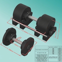 Nouvelles haltères réglables peintes par pulvérisation 32 kg/40 kg, équipement de fitness à domicile, ensemble d'haltères réglables de 2 kg