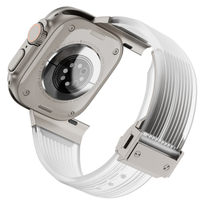 Correa de Reloj de Lujo de Silicona Líquida y Acero Inoxidable 316 para Ultra 49mm SE 44mm 42mm 38mm, Correa Transparente