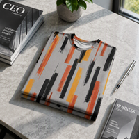 T-shirt pour homme en popeline 3D AOP avec motif, 100% polyester, gris, barres verticales brossées, séchage rapide, respirant, col rond, prêt à être expédié