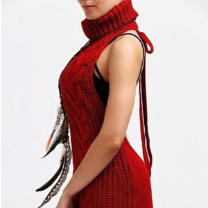 Suéter de punto sexy para mujer 2026, sin espalda, sin mangas, cuello alto, estilo cosplay, vestido suéter. - Product Image 4