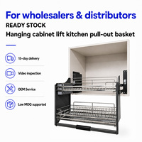 Fábrica Custom Modern Flat Chrome Hotel Uso Cozinha Prato Rack Gabinete Elevador De Armazenamento Cesta com Pull Down Hardware