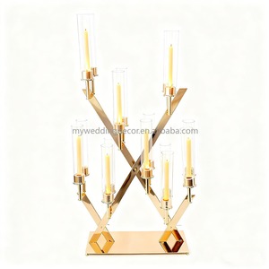 Decoraciones de Mesa de Boda Modernas y Duraderas de Alta Calidad K26, Arco de Metal Dorado de 90 cm con Soporte para Flores para Decoración de Cenas con Velas - Product Image 5