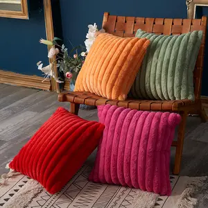 Nuova Fodera per Cuscino in Peluche Semplice e Tinta Unita, Bianca e <span class=keywords><strong>Beige</strong></span>, per Divano, Decorazione Casa, Calda per l'Inverno - Product Image 1