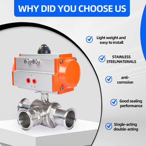 صمام كروي ثلاثي الاتجاهات من الفولاذ المقاوم للصدأ 304 من الفئة الصحية مع مشبك T، صمام كروي هوائي سريع التركيب - Product Image 6