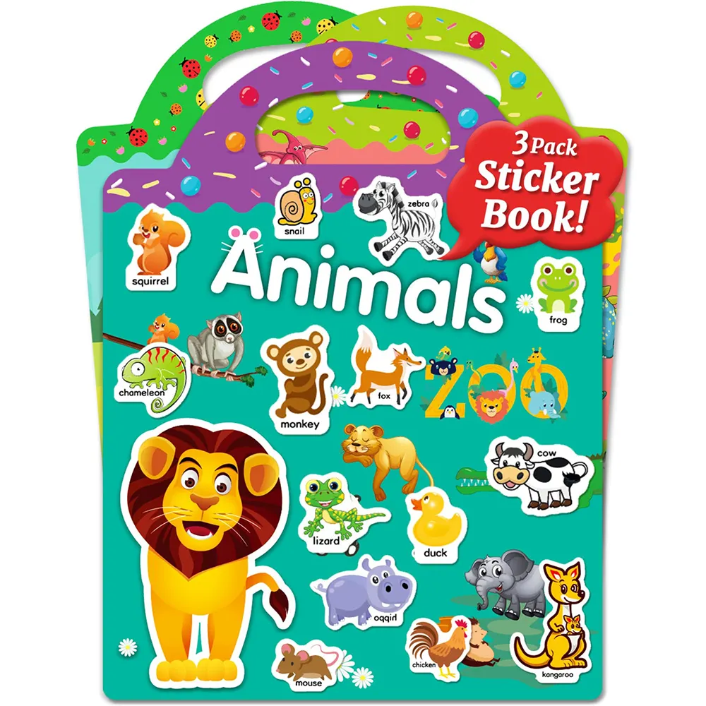 Custom Reusable Sticker Books for Kids 3 Sets Sticker Books Waterproof Stickers for Teens Girls Boys