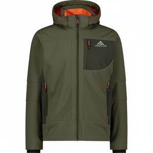 Fournisseur chinois de vêtements pour hommes, vêtements de sport d'extérieur, veste softshell imperméable, doublée de polaire orange avec capuche amovible - Product Image 6