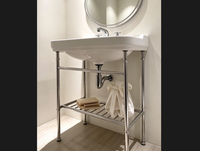 Meuble de salle de bain haut de gamme pour hôtel, cadre en métal chromé, vasque intégrée, pour salles de bain et chambres