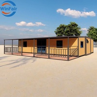WinFair Chine – Nouvelle Maison Conteneur Préfabriquée Pliable Moderne de 40 Pieds avec Terrasse, Prête à l'emploi pour Café de Plage