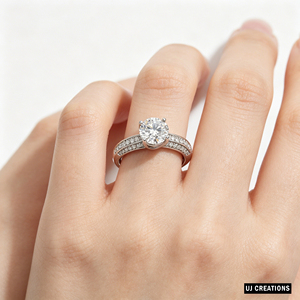 Anillo de Boda Personalizado de Plata Chapada en Oro de 14k con Diamante de 1 Quilate, Corte Brillante, Cultivado en Laboratorio, para Fiestas y Eventos - Product Image 4