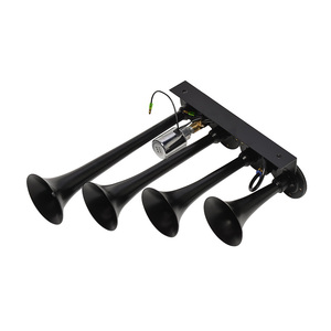Bocina de Aire Súper Ruidosa de 185DB con 4/Cuatro Trompetas de Metal Cromado para Tren, Coche, Vehículo, Camión, Barco 12/24V - Product Image 4