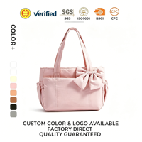 Sac fourre-tout pour femme avec nœud décoratif, compartiment pour ordinateur portable 13 pouces, imperméable, multi-poches, sac à bandoulière quotidien pour le travail, l'école et les voyages